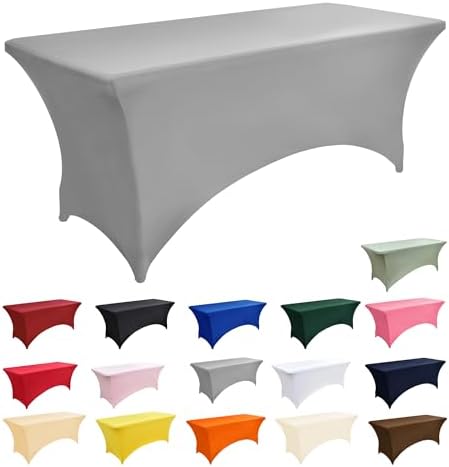 2-Pack 4ft Spandex Table Covers for Rectangular Folding Tables - Wrinkle Resistant Stretch Tight Table Cloths - Ultimate Fitted Table Protector for Parties, Banquet, and Wedding - Image 3
