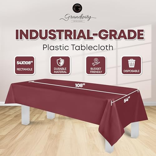 Grandipity Plastic Table Cloth Disposable 12 Pack 54” x 108” Rectangle - Image 2