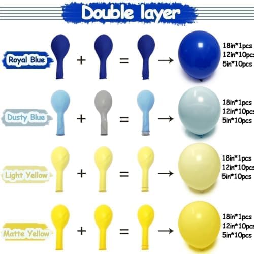 Blue and Yellow Balloon Arch Garland Kit Double Stuffed - Image 3