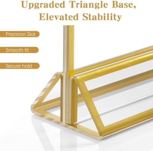 Dynta Acrylic Sign Holder 4x6 8 Pack Double Sided Clear Plastic Display Stands, Tabletop Menu Holder, Flyer Display for Wedding, Party, Restaurant, Office, Retail (Gold Frame) - Image 5