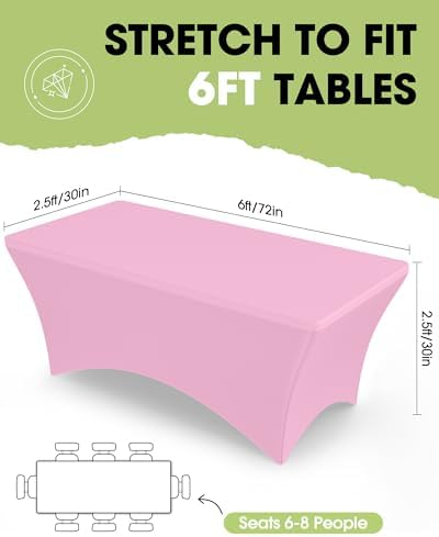 Pureegg Spandex Tablecloth 6ft 2 Pack Pink - Image 2