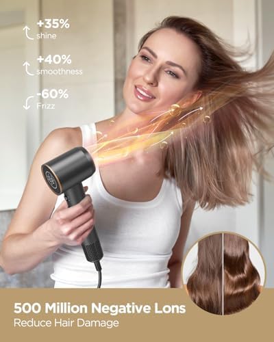 Dual Voltage Travel Hair Dryer with Diffuser, High-Speed Ionic Blow Dryer for Women, Fast Drying, Low Noise, Lightweight, No Heat Damage, European Travel 110V-120V/220V-240V - Image 4