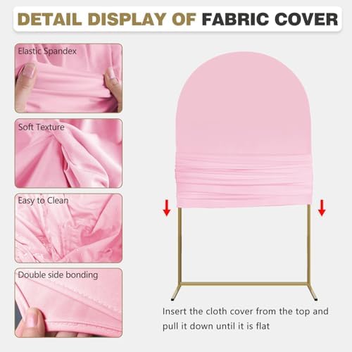 Arch Backdrop Stand and Cover Set, Metal Balloon Arch Backdrop 7.2ft, Gold Arched Stand Frame for Wedding, Parties,Birthday, Backdrop Decorations (Pale Pink,7.2ft) - Image 4