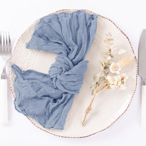 DeZerlor Dusty Blue Washable Cheesecloth Napkins Set of 12 for Wedding - Image 3