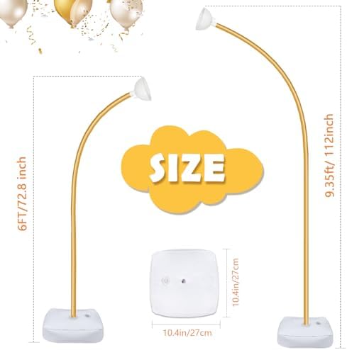 AerWo Balloon Arch Kit 9.35FT & 6FT, Free Bending Half Balloon Arch Stand with Base, Floor Gold Balloon Arch Frame Backdrop for Wedding Birthday Party Baby Shower Yard Lawn Home Christmas Decorations - Image 2