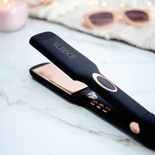 Sleek’e Hair Infrared 2" Wide Flat Iron Professional Ceramic Tourmaline-Infused Titanium Straightener (2inch, Black and Rose Gold) - Image 6