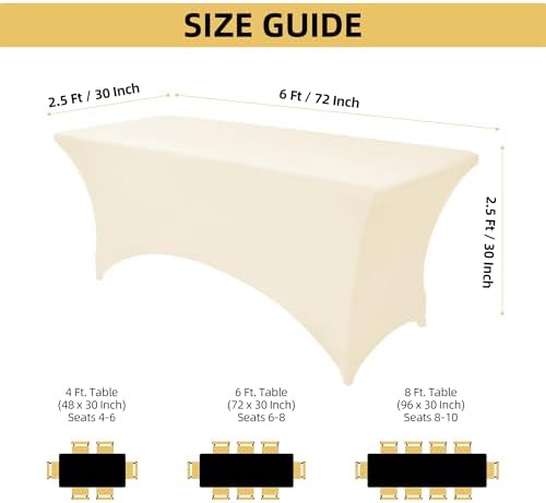 2-Pack 6ft Spandex Table Covers for Rectangle Standard Folding Tables - Wrinkle Resistant Stretch Tablecloths - Ultimate Fitted Table Protector for Parties, Trade Shows, Banquet - Image 4