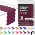 Burgundy Scallop Table Runner, Disposable Plastic, 5 Pack, 14x108in by Swanoo