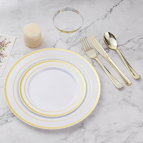 BESTVIP 900PCS Gold Dinnerware Set for 150 Guests, - Image 4