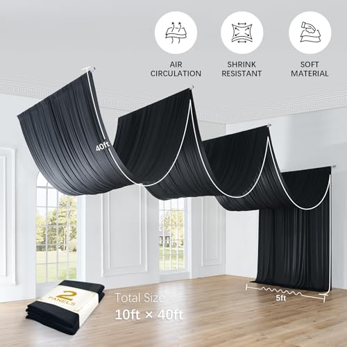 10ftx40ft Black Ceiling Curtain for Halloween Parties - Image 6