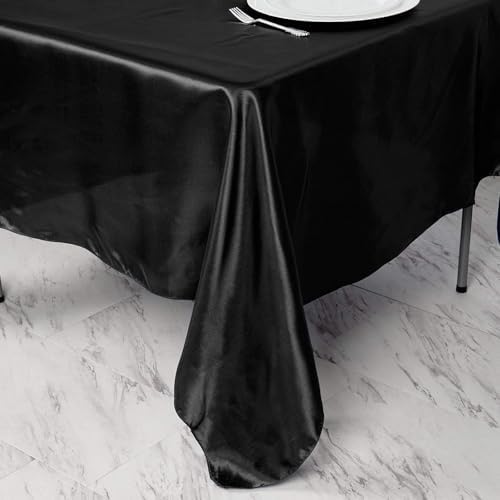 Balsa Circle 10 pcs 72x72 inch Black Square Tablecloth Satin Fabric Overlays Linens | Table Cloths Cover for Wedding Party Banquet Reception Events Decoration Kitchen Dining Events Kitchen Dining - Image 2
