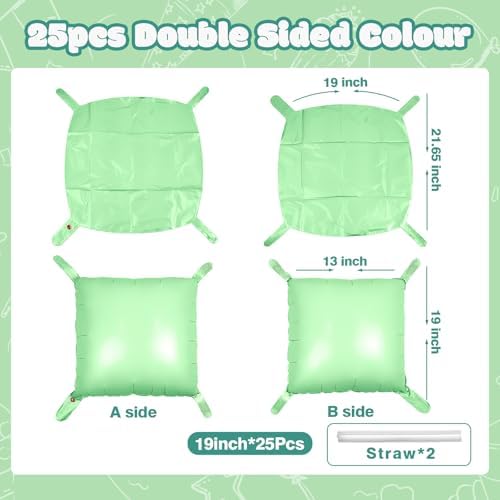 NISOCY 25PCS Matte Pastel Green Square Foil Balloons Wall Backdrop - Image 2