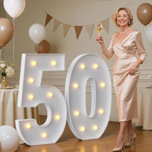 imprsv 3FT Marquee Numbers 50, Light Up Numbers for 50th Birthday Decor - Image 7