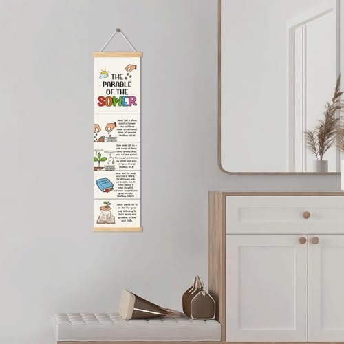 Christian Hanging Banner, The Parable of the Sower Poster, Bible Lesson for Kids, Christian Home Decor for Playroom Church Room, Family Hanging of Scripture and Words Decorations 10 - Image 5
