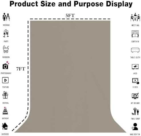 Grey Photography Backdrop for Photoshoot, Fabric 5x7ft - Image 3