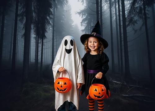 Dark Misty Forest Backdrop for Horror Halloween Eve Party Black Spooky Foggy Woods Pathway Scary Movie Pine Tree Background Nature Photography Studio Photo Booth Props 5x4ft - Image 4