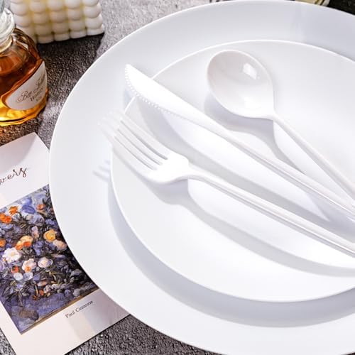ejonirinjonir 150pcs Heavy-Duty White Plastic Plates for Party Serves 30 - Image 6
