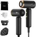Travel Hair Dryer, Dual Voltage Blow Dryer with Diffuser, Rubber Black by Flashbase