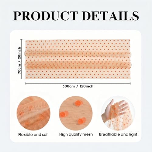 Artoid Mode Beige Gauze Flocking Orange Dots Table Runner 10FT,Seasonal Sheer Dining Table Decor for Wedding Anniversary Holiday Birthday Home Party - Image 6