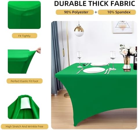 2-Pack 4ft Spandex Table Covers for Rectangular Folding Tables - Wrinkle Resistant Stretch Tight Table Cloths - Ultimate Fitted Table Protector for Parties, Banquet, and Wedding - Image 2