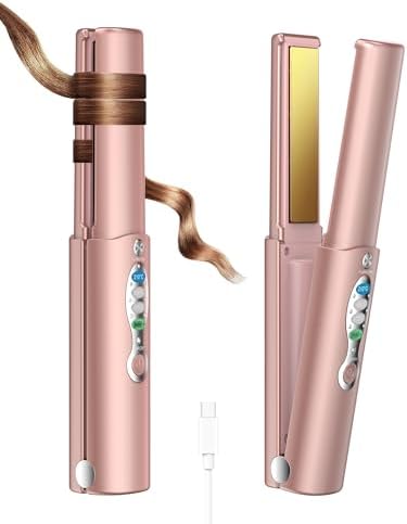 Cordless Hair Straightener, Mini Flat Iron for Bangs & Quick Touch Ups by URJD