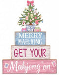 Moucuny 4 Pcs Christmas Mahjong Table Decor Merry Mahjong Wooden Signs by Moucuny