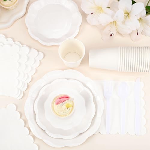 175 Pcs White Plates and Napkins Set White Party Supplies Serve 25 Guest - Image 3