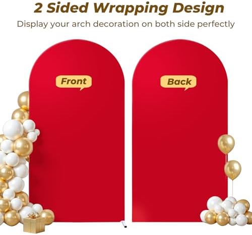 6 ft Arch Backdrop Cover Red - Double-Sided Spandex Arch Covers Stretchy Backdrop for Balloon Arches Birthday Party Baby Shower Banquet Wedding Photo Background - Image 3