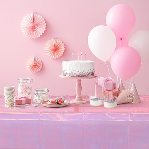 3 Pack Iridescent Plastic Tablecloth, Shiny Disposable Laser Rectangle Table Covers, Holographic Foil Tablecloth Party Decorations for Birthday Bridal Wedding Anniversary Party Supplies, 50 x 100 Inch - Image 7