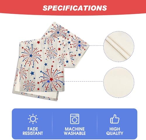 Artoid Mode Silver Fireworks Patriotic 4th of July Table Runner, Seasonal Kitchen Dining Table Decoration for Home Party Decor 13x72 Inch - Image 5