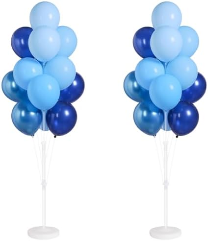 Balloon Sticks with Base for Floor&Table,Metallic Pearl Baby Blue Balloon Column Stand Kit Adjustable 20"-63",Base&Pole,Backdrop Decoration for Party Wedding Baby Shower Birthday by Tosuced