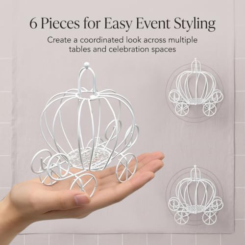 Saihisday Pumpkin Carriage Candy Box Metal Cinderella Carriage Candy Box Pumpkin Cart Centerpiece for Valentine's Day Wedding Birthdays Anniversar Halloween Parties 4.9 X 3.1 X 4.7 Inches (4, white) - Image 5
