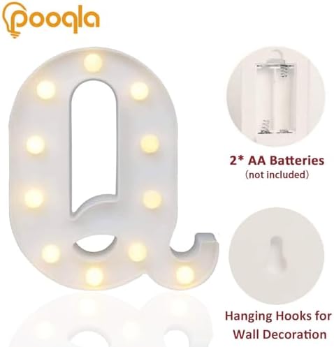 Pooqla LED Marquee Letter Lights Sign, Light Up Alphabet Letter for Home Party Wedding Decoration Q - Image 3