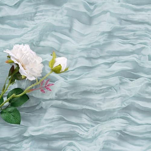 Bailarina 12 Pack Cheesecloth Table Runner 17x108 Inch Long Gauze Cheese Cloth 9ft Wrinkled Sheer Table Runner for Wedding Reception Birthday Party Table Decoration (Light Blue) - Image 4