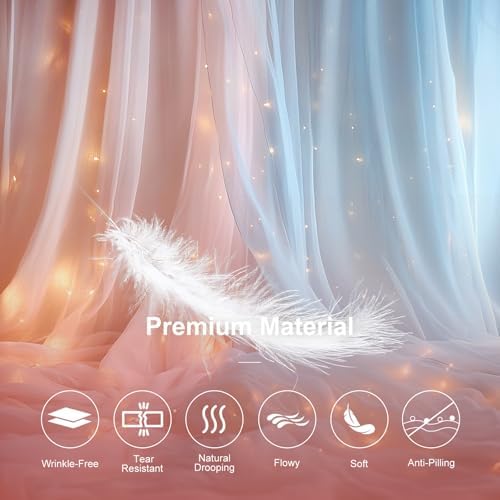 Pink Blue Tulle Backdrop with Fairy Lights for Parites Wrinkle-Free Sheer Curtain Drapes Photo Back Drop for Wedding Baby Shower Bridal Shower Birthday Dance Home Décor- 10ft×8ft, Pink Blue - Image 5