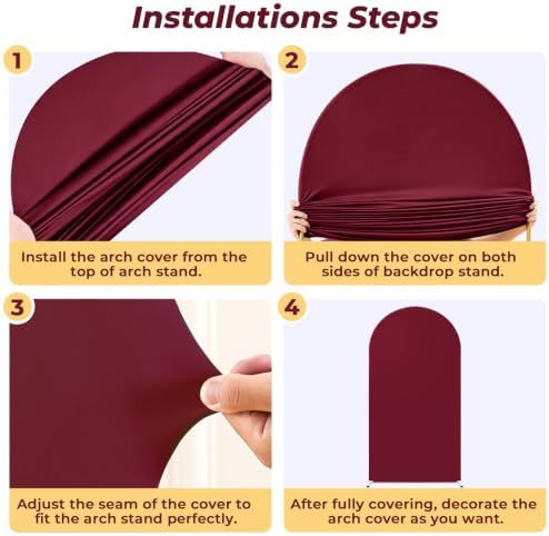 6.6 ft Arch Backdrop Cover Wine Red - Double-Sided Spandex Arch Covers Stretchy Backdrop for Balloon Arches Birthday Party Baby Shower Banquet Wedding Photo Background - Image 3