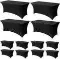 6FT Black Table Cloth - 12 Pack Fitted Stretch Rectangle Spandex Tablecloth, Washable Table Cover for Party, Picnic, Wedding, Banquet, Birthday and Festival(30" x 72") by Lemict