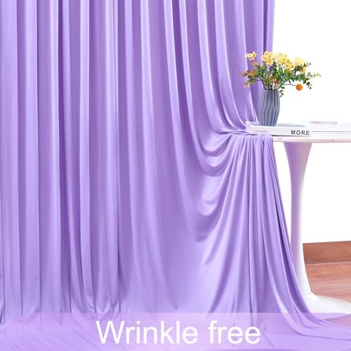 10 Panels Lavender Backdrop Curtain for Parties Wedding Wrinkle Free Light Purple Photo Curtains Backdrop Drapes Fabric Decoration for Baby Shower Photoshoot 50ft(W) x 10ft(H) - Image 6