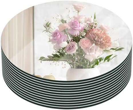 VASUHOME 8" Round Mirror Plates, Glass Circle Mirror Centerpieces for Table Centerpieces & Wedding Party Christmas Decorations, Small Round Mirror Set for Wall, Set of 12, 2mm by VASUHOME