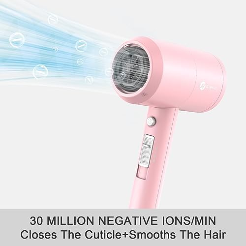 slopehill Professional Ionic Hair Dryer, Powerful 1800W Fast Drying Low Noise Blow Dryer with 2 Concentrator Nozzle 1 Diffuser Attachments for Home Salon Travel (Pink) - Image 3