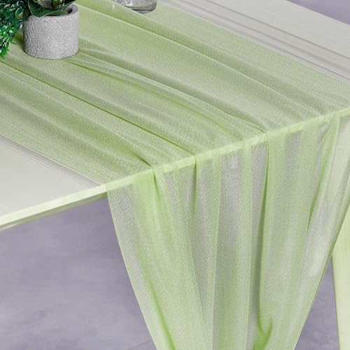 Pack of 20 Chiffon Table Runners 29 x 120 Inch, 10FT Long - Sage Green - Image 2