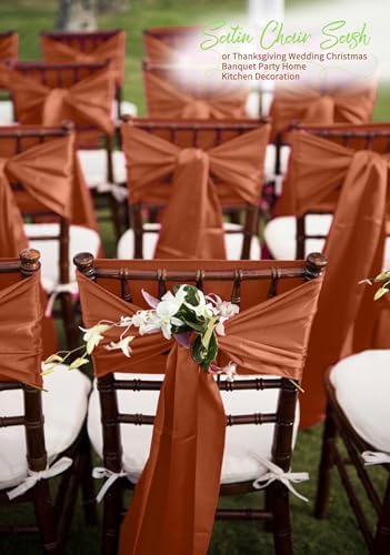 60 PCS Terracotta Satin Chair Sashes, 7 x 108 Inch - Image 4
