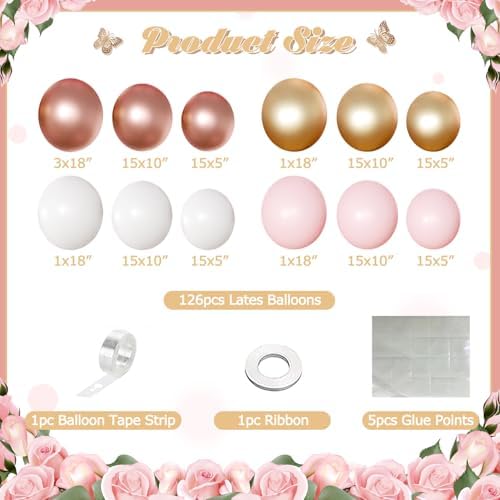Rose Gold Pink Balloon Arch Kit 126Pcs Balloon Garland Kit - Image 6