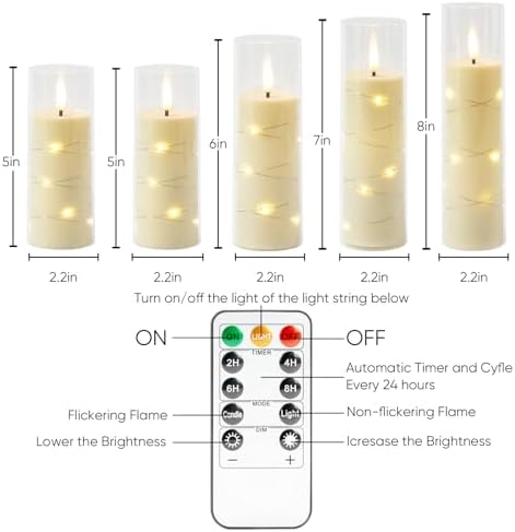 Homemory Flickering Flameless Candles with Remote, LED Fake Pillar Candles - Image 2