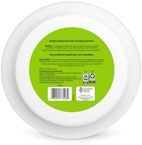 Amazon Basics Everyday Paper Plates, 10 Inch, Disposable, 100 Count, Packaging May Vary - Image 6