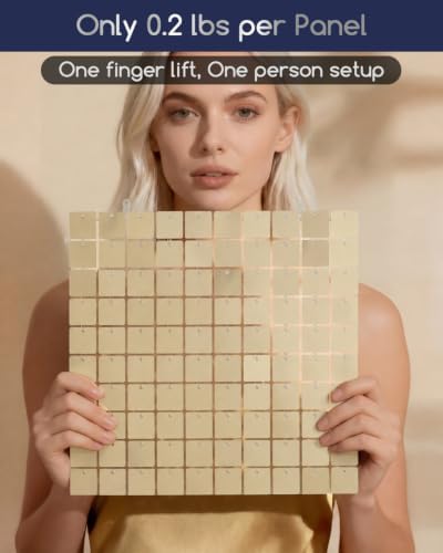 COKAOBE LiteGrid Series Shimmer Wall Backdrop - 24Pcs Champagne Gold - Image 3