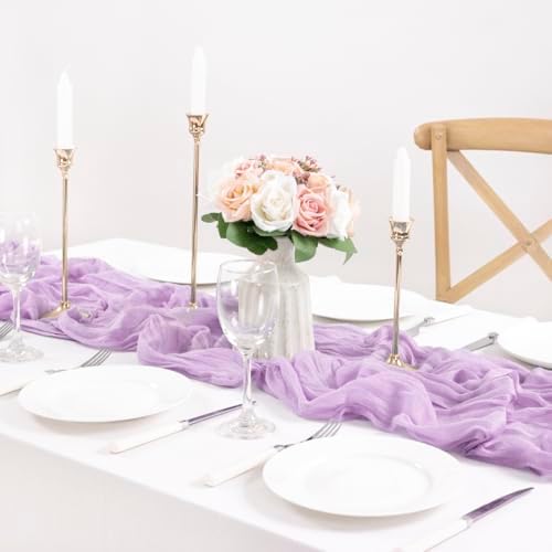 Lilac Purple Cheesecloth Table Runner Fall Boho Wedding Party Decor 10ft - Image 4