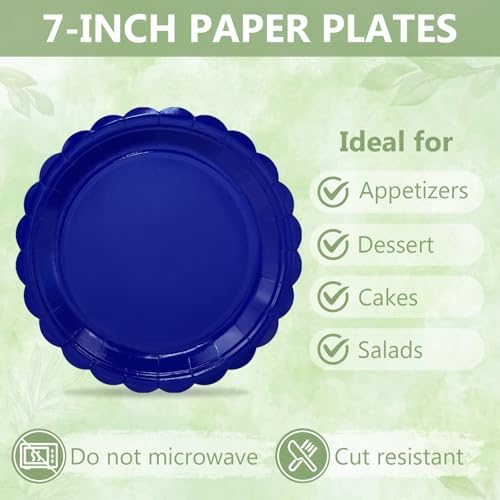 Mulbozy 75 Pcs Royal Blue Paper Plates and Napkins&Forks for Party,25-7" - Image 6