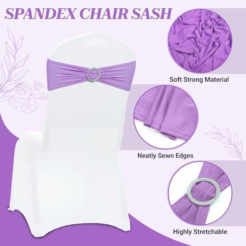 MDS Pack of 150 Spandex Chair Sashes for Wedding Party & Event – Lavender - Image 3