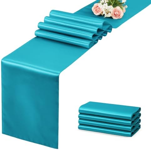 Teal Blue Satin Table Runner, 12x108 Inches, 12 Pack by VCUSUELER